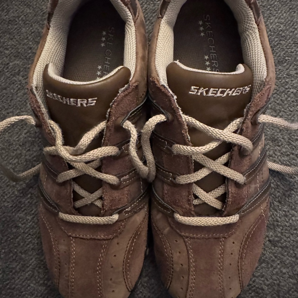 Skechers Brown Leather Walking Sneakers | Size 6.5 - Picture 6 of 7